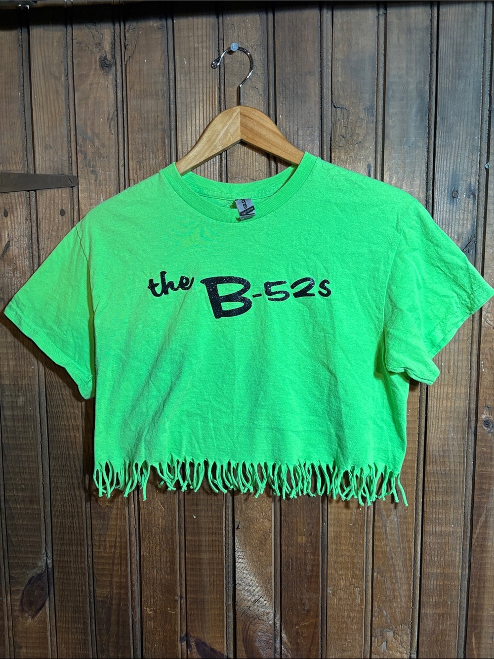 Gildan Neon Green 'the B-52s' Cropped Fringe Tee